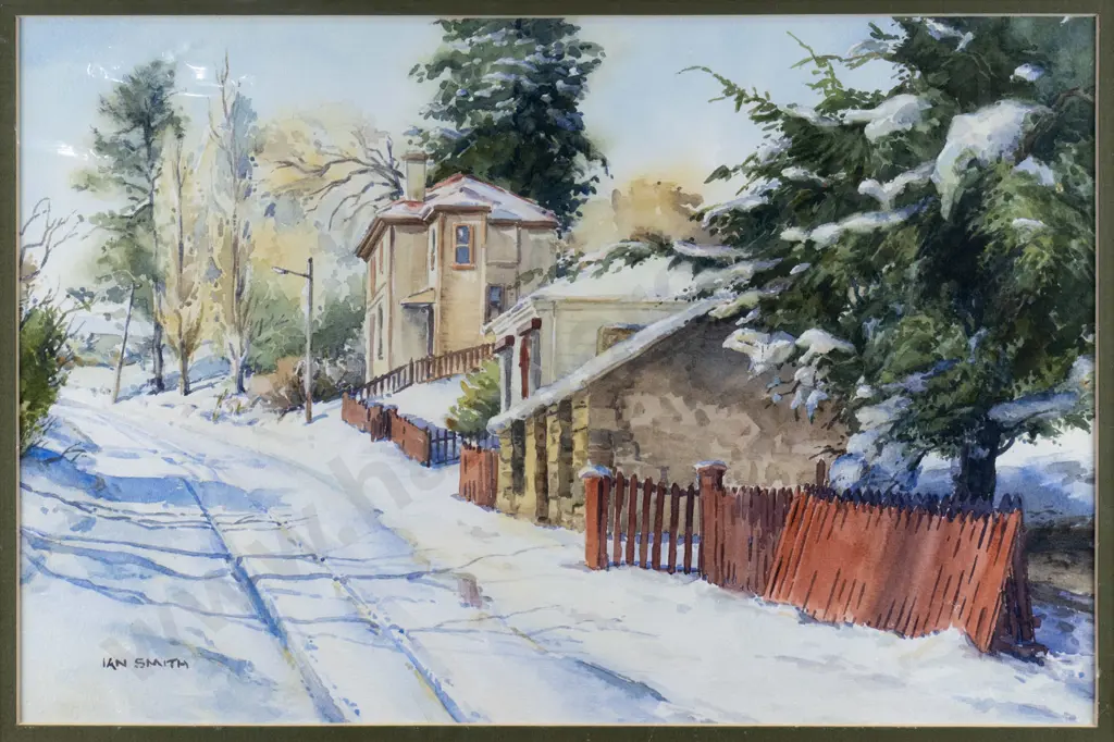 Ian Smith - mounted watercolour "St Bathans Winter" H-230 W-350 Image 1++