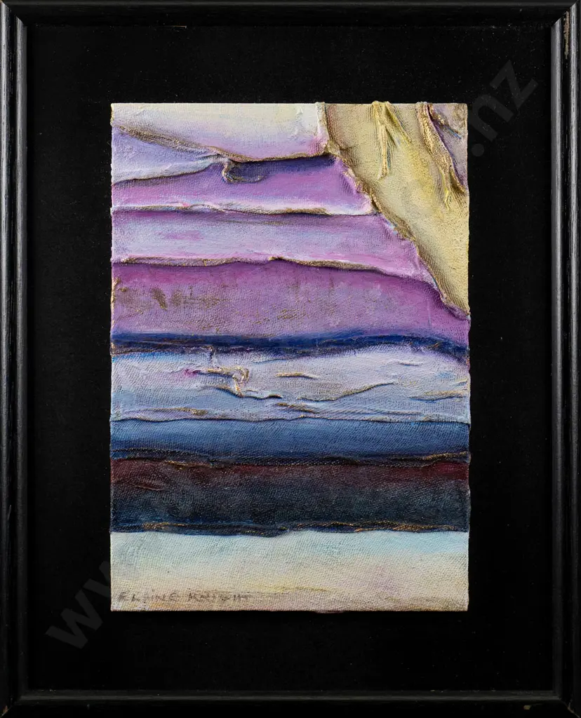 Elaine Knight 1998 - set of 4 framed mixed media "Cliff Hanger I, II, III, VI  Each H-210 W-150 Image 1++