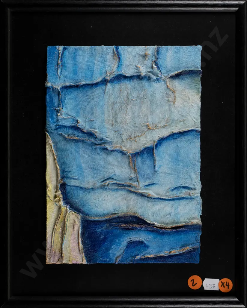 Elaine Knight 1998 - set of 4 framed mixed media "Cliff Hanger I, II, III, VI  Each H-210 W-150 Image 1++