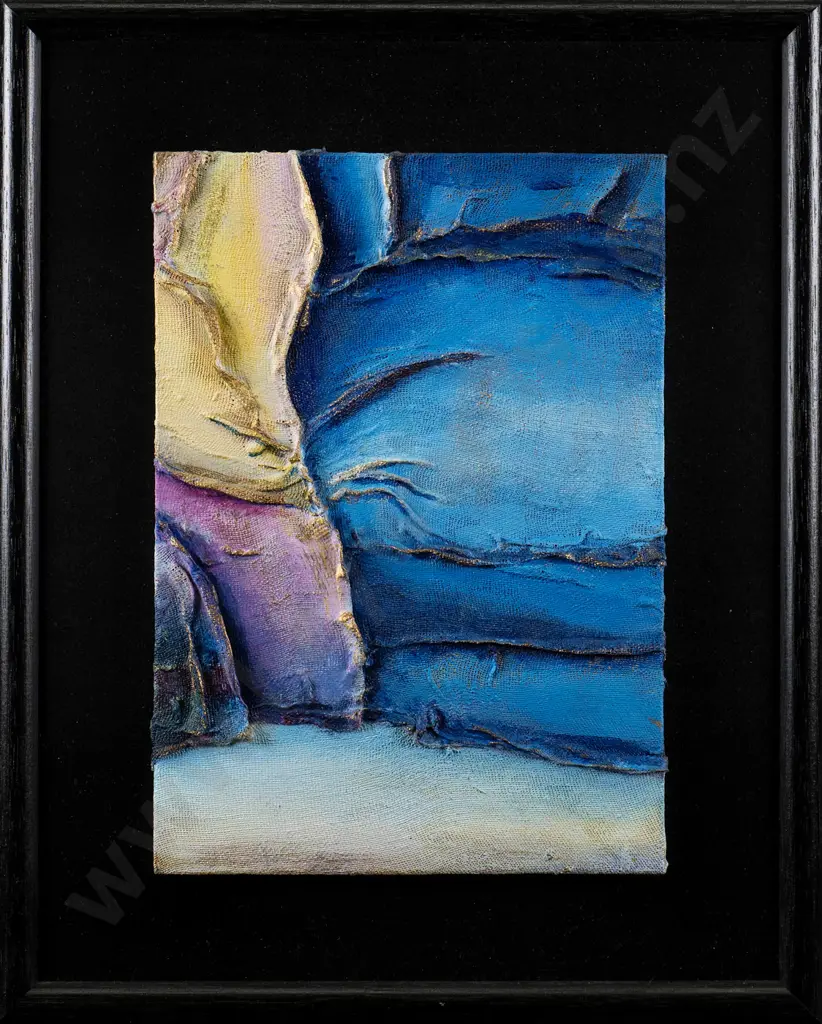 Elaine Knight 1998 - set of 4 framed mixed media "Cliff Hanger I, II, III, VI  Each H-210 W-150 Image 1++