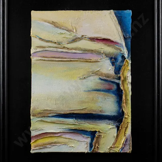 Elaine Knight 1998 - set of 4 framed mixed media "Cliff Hanger I, II, III, VI  Each H-210 W-150