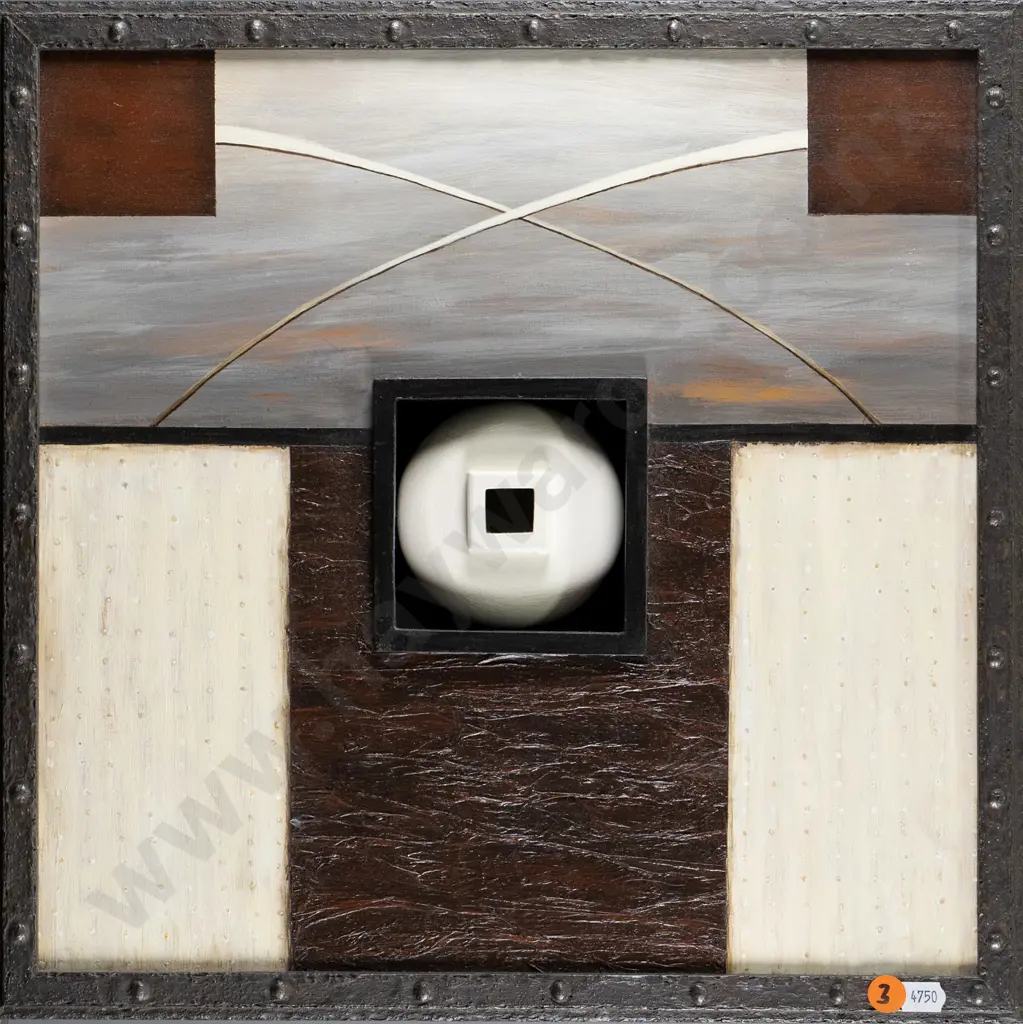 Megan Huffadine 2014 - framed mixed media "repository #7" H-340 W-340 Image 1++