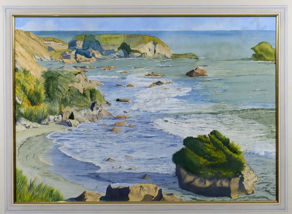 GF Chippendale - framed watercolour "Woodpecker Bay, West Coast" H-455 W-640 Image 1++