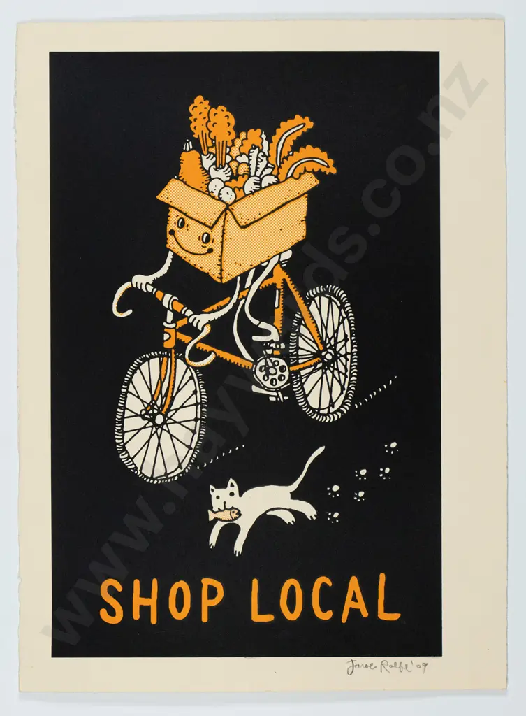 Jono E Rolfe 2009 - unframed print "Shop Local" H-340 W-220 Image 1++