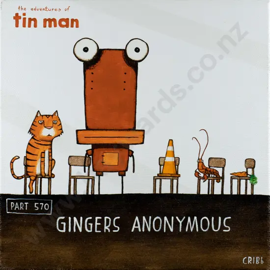 Tony Cribb - oil on box canvas "The adventures of Tin Man Part 270" H-250 W-250
