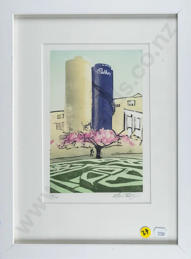 Manu Berry - framed ltd edition print 8/10 - Cadbury factory H-190 W-120 Image 1++