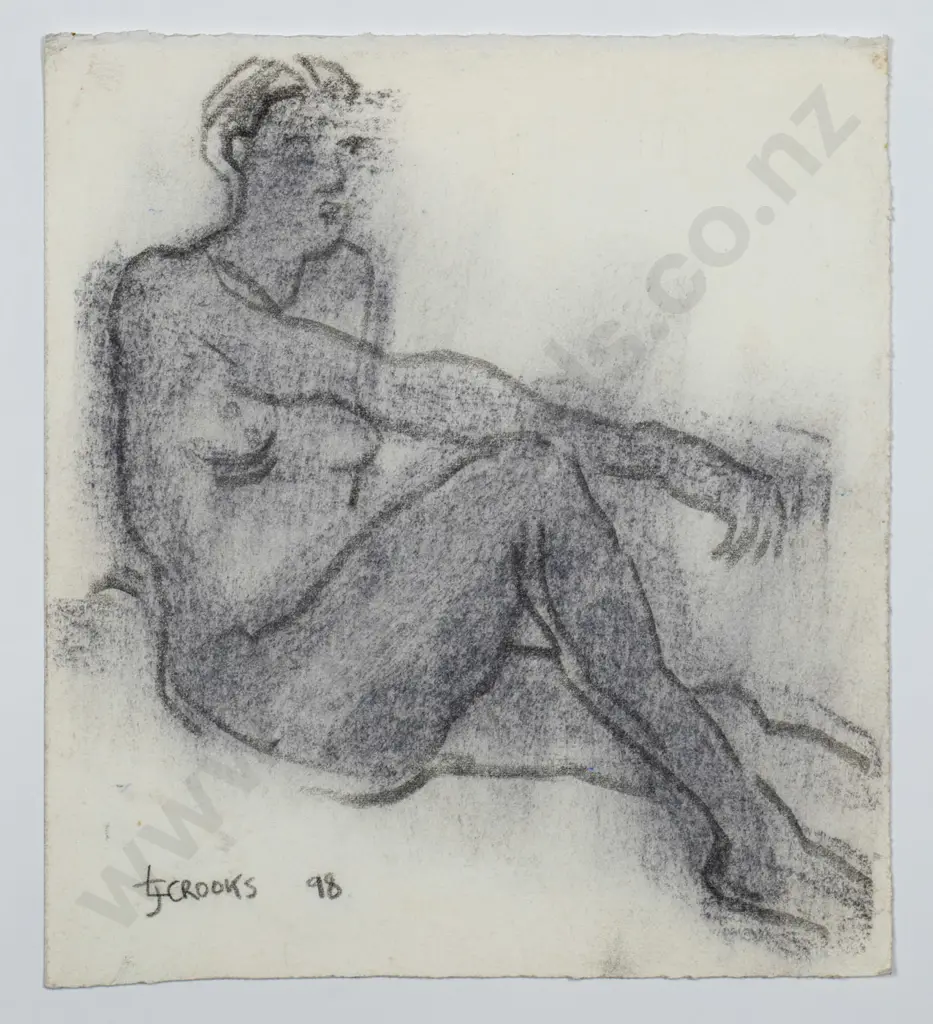 Lindsay Crooks '98 - mounted pastel on card - nude H-190 W-170 Image 1++
