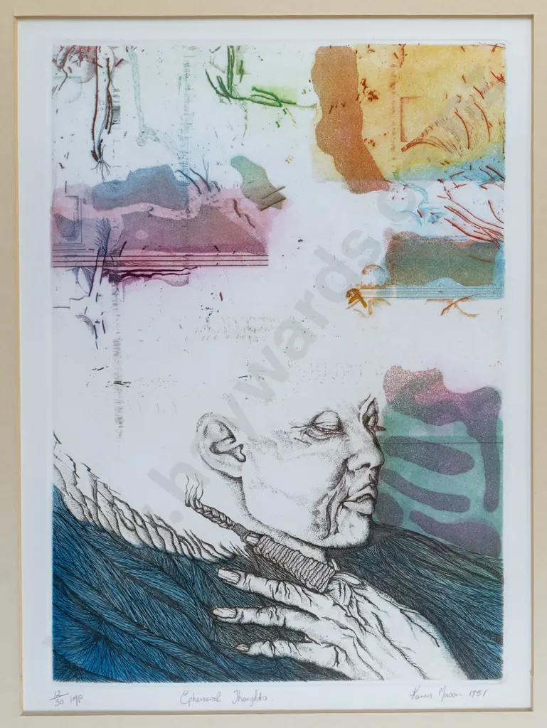 Karen Mason 1981 - framed ltd edition print 12/30 "Ephemeral Thoughts" H-280 W-210 Image 1++