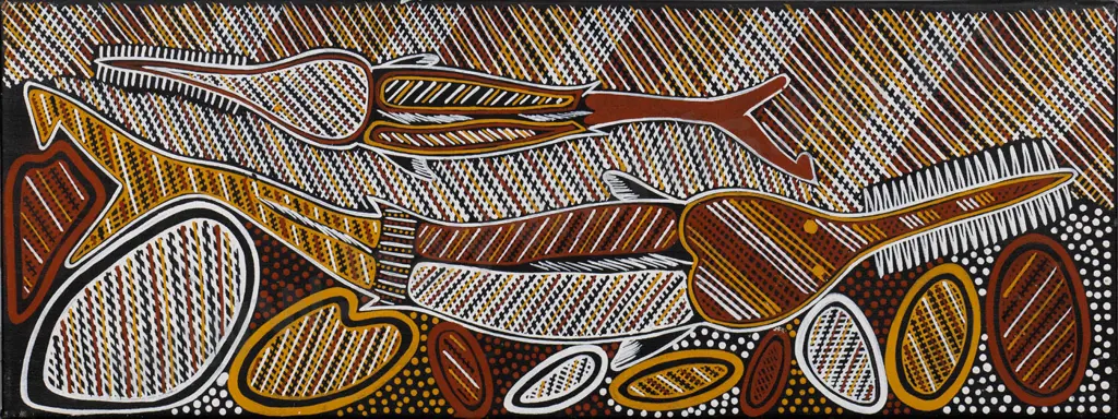 FP Patrick - boxed acrylic on canvas - Australian Indigenous art H-800 W-300 Image 1++