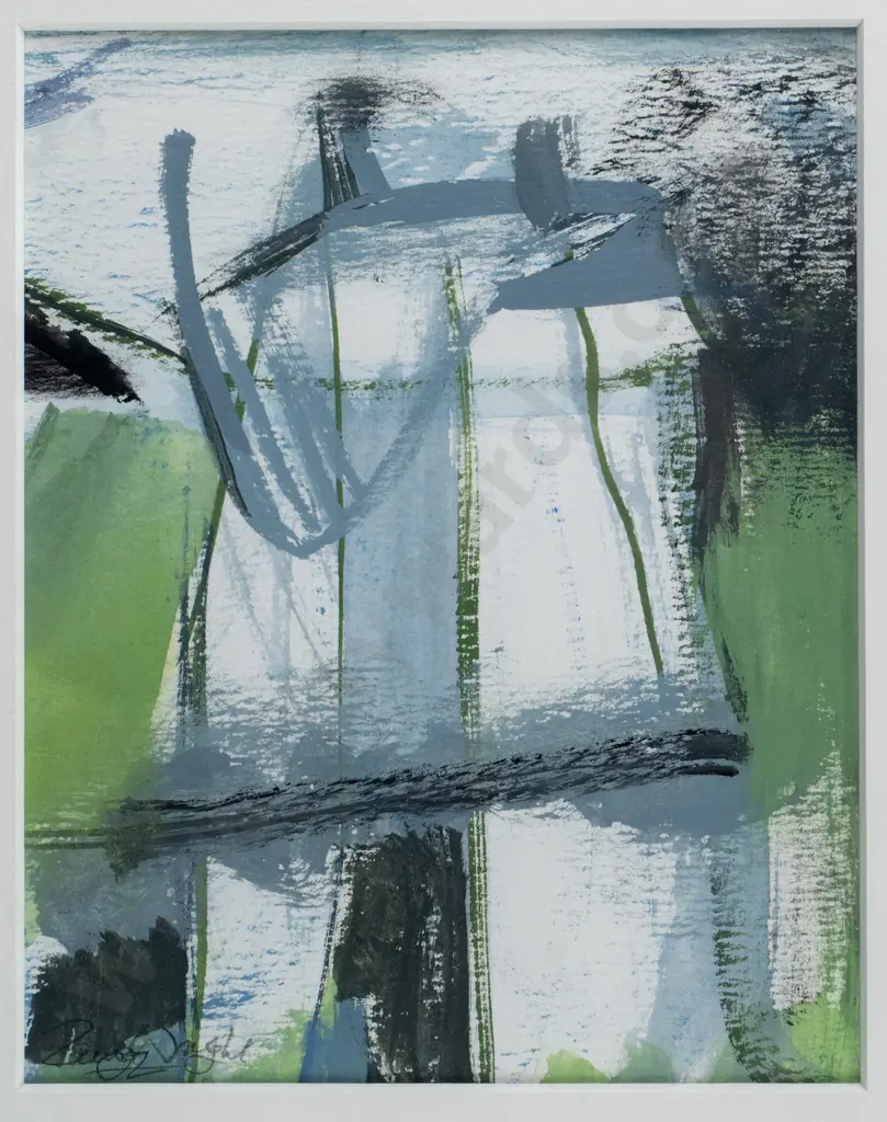 Zuna Wright c. 1998 - framed acrylic - abstract H-160 W-120 Image 1++