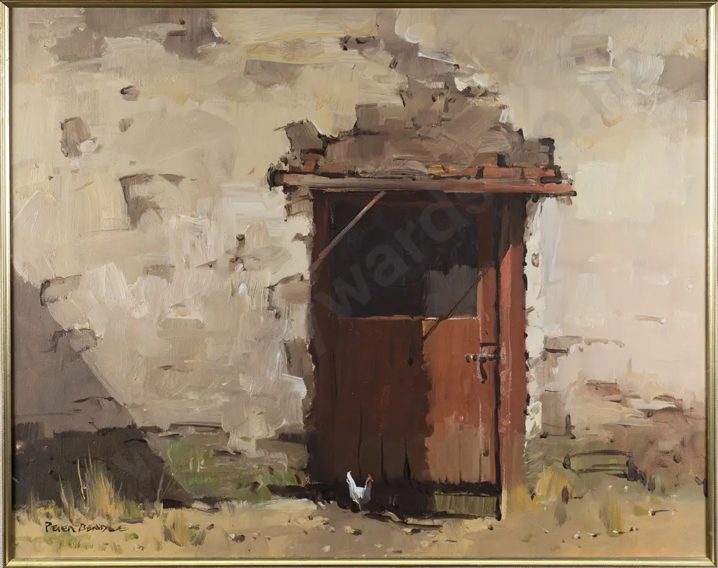 Peter Beadle 1985 - framed oil "Barn Door Near Arrowtown" H-390 W-500 Image 1++