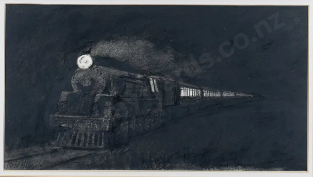 Colin Higgins - framed watercolour "into the night" H-160 W-300 Image 1++