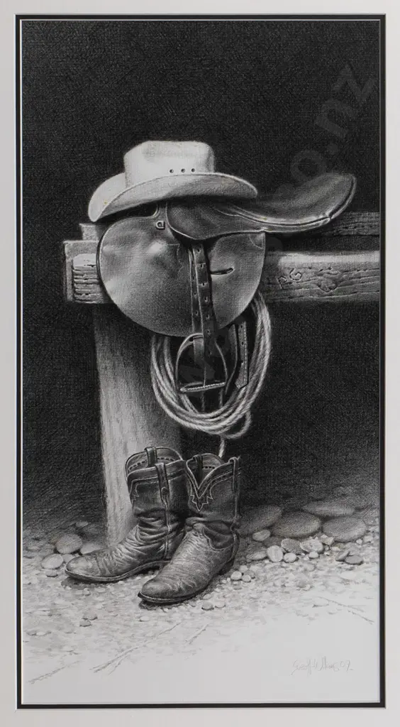 Geoff Williams 09 - framed pencil - "The Ride" H-500 W-260 Image 1++