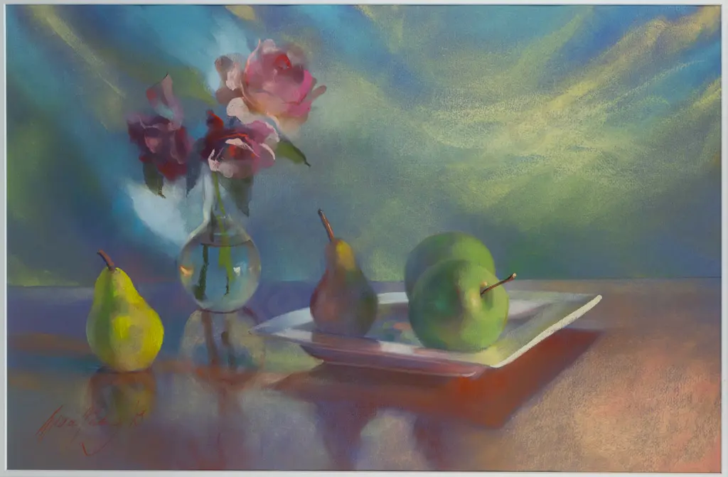 Grace Paleg - framed pastel - still life H-440 W-680 Image 1++