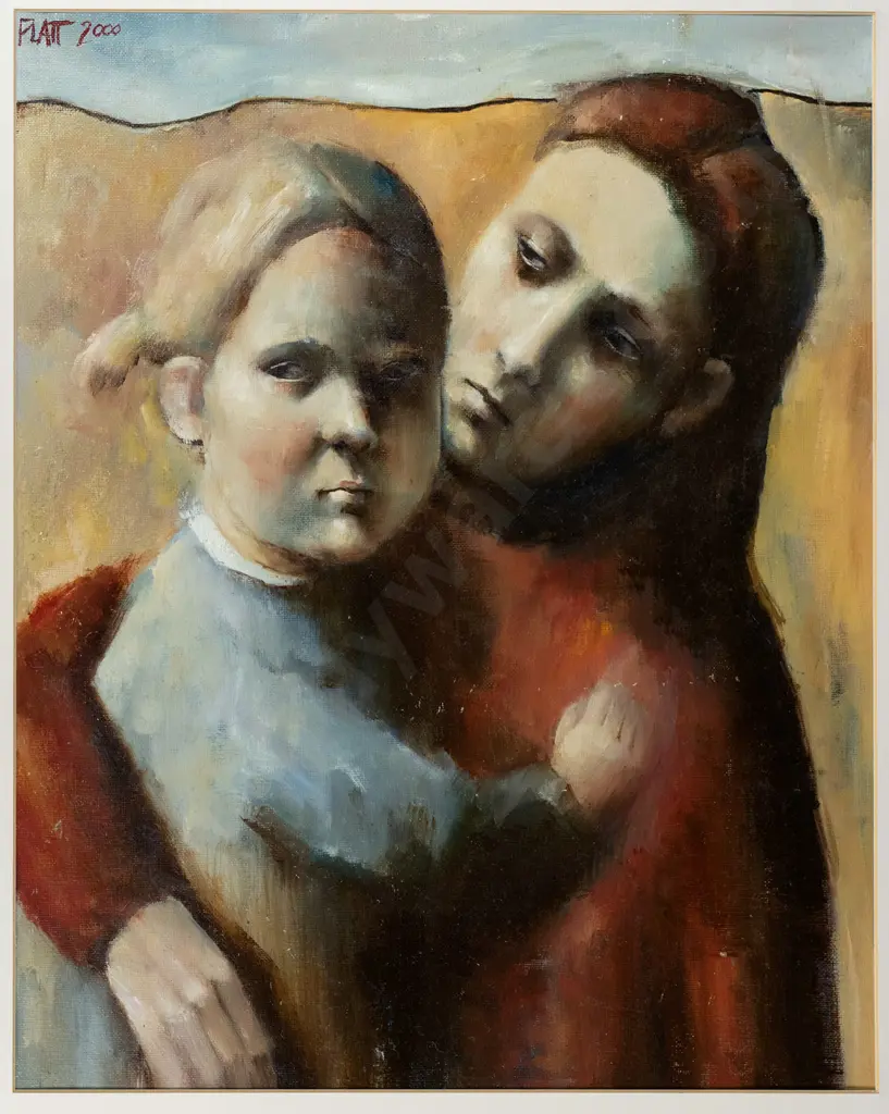 Suzy Platt 2000 - framed oil - mother and child H-490 W-390 Image 1++