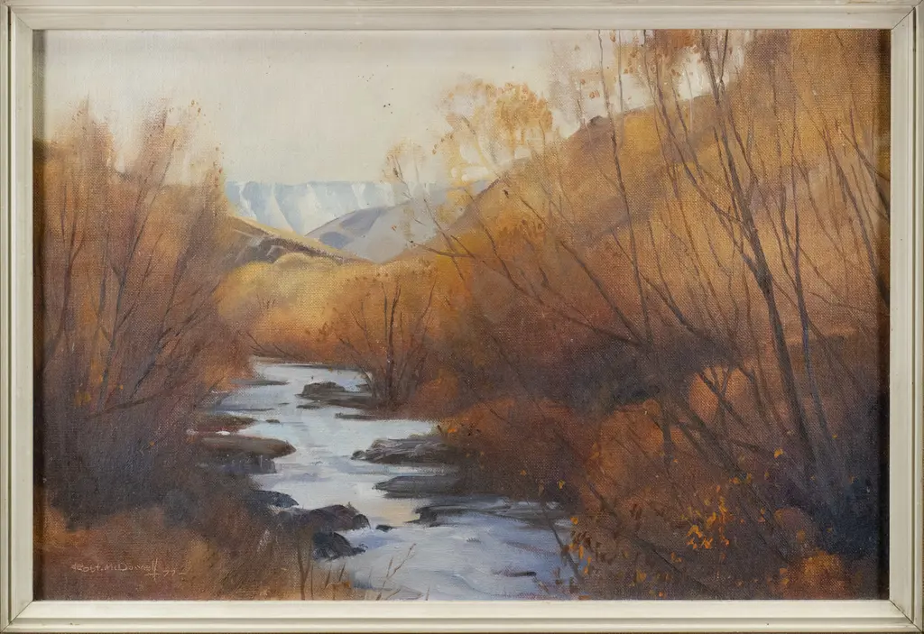 Robert McDowell 1977 - framed oil  'Lindas River" H-290 W-430 Image 1++