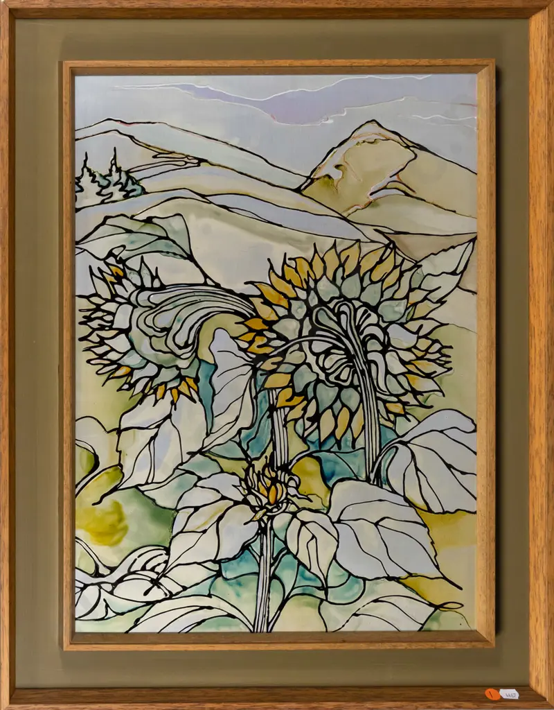 Rita Blakely - framed mixed media on aluminium - "Looking at Mt Beetham" H-520 W-380 Image 1++