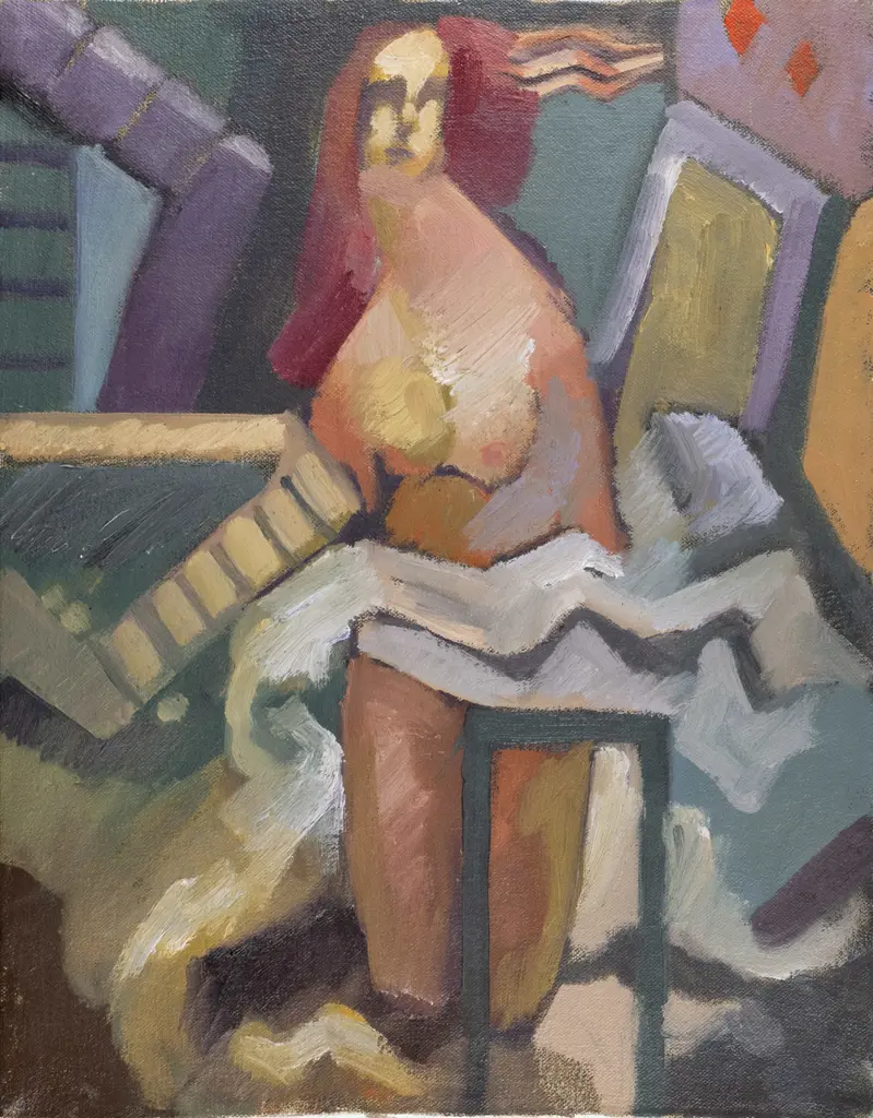 Mark Rossel 1989 - unframed oil on canvas - portrait of a woman H-360 W-280 Image 1++
