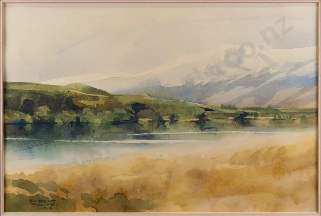Robert McDowell '84 - framed watercolour "Lake Hayes" H-220 W-330 Image 1++