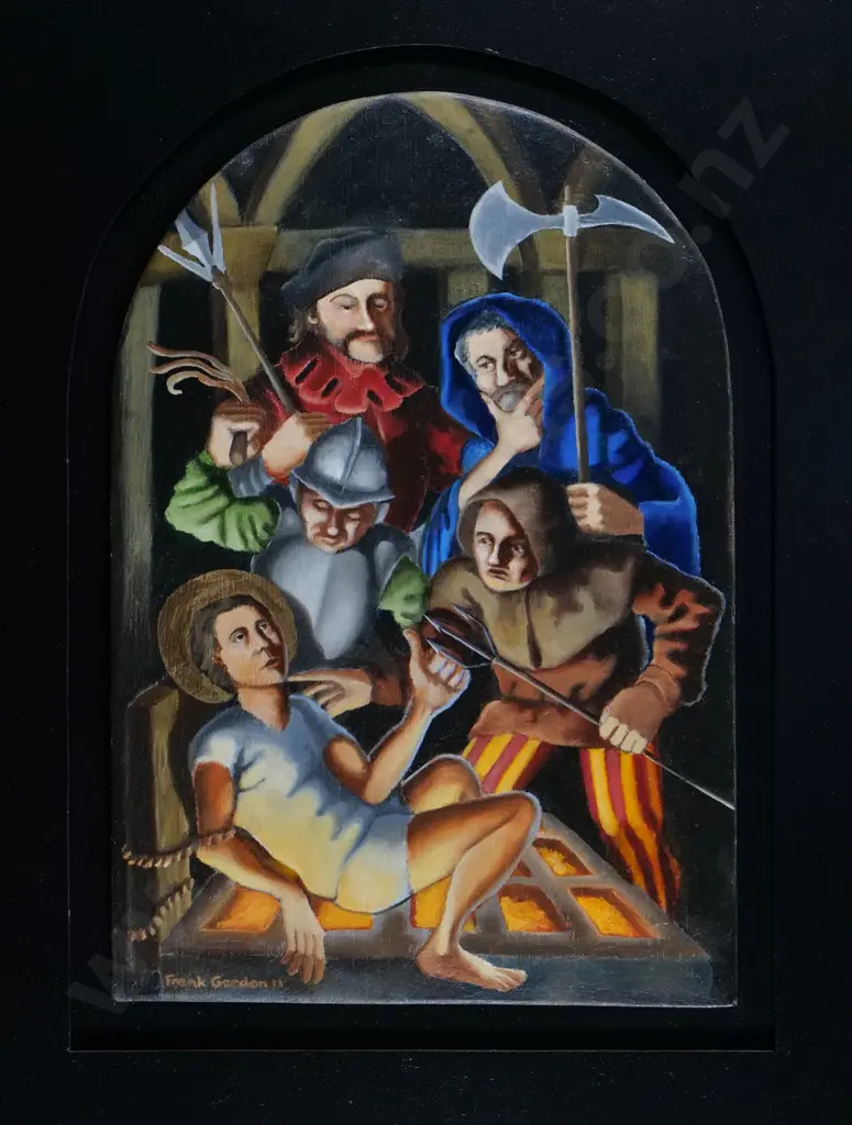 Frank Gordon '11 - framed oil - medieval scene H-440 W-300 Image 1++