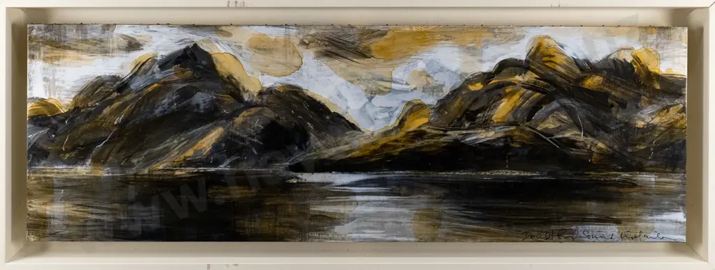 Illegible signature -framed oil "Doubtful Sound" H-240 W-720 Image 1++