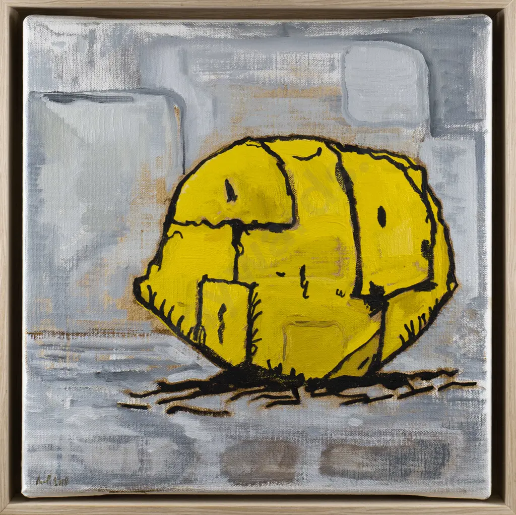Martin Poppelwell '2018 - framed boxed oil on canvas "Lemon" H-350 W-350 Image 1++