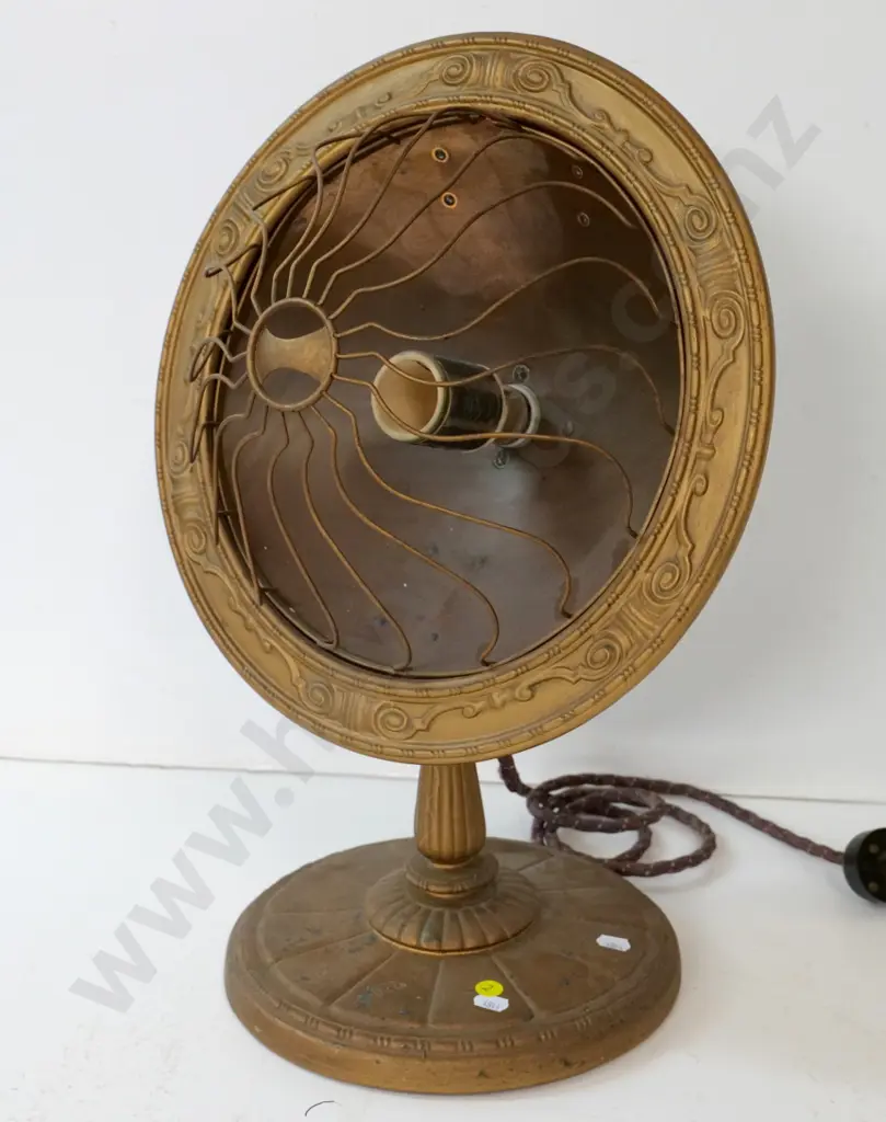 vintage Edison Hotpoint USA gold-finish cast metal electric heater - some finish loss on base H-520 Diameter 350 Image 1++
