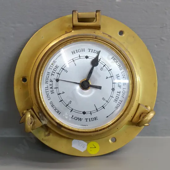 brass cased nautical-themed wall clock with modern quartz movement. Diameter 160