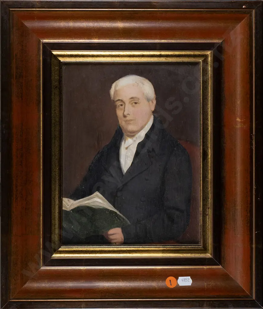 framed oil - portrait of gentleman reading H-230 W-170 Image 1++