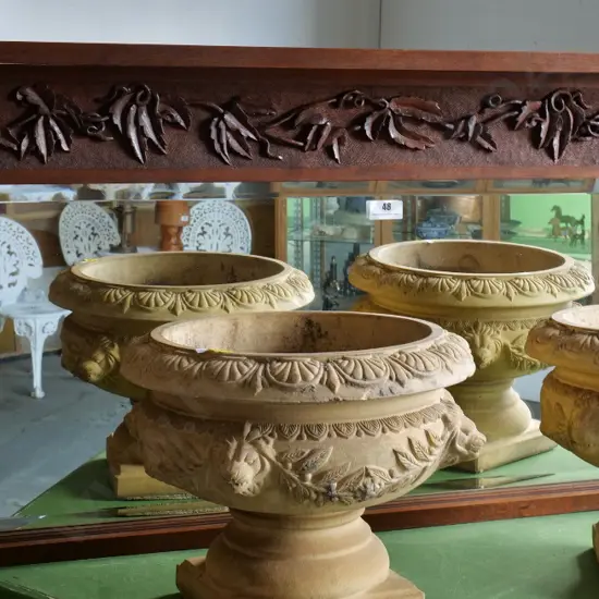 large over-mantel or sideboard bevelled mirror in carved oak frame, some separation H-670 W-1650