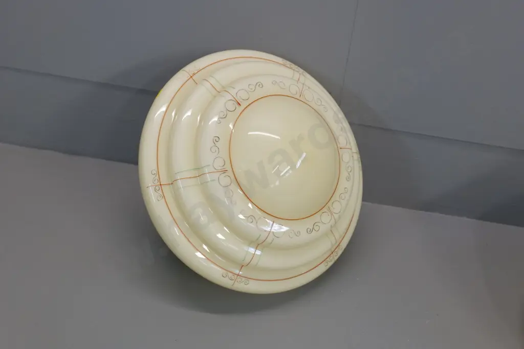 deco hand-painted cream glass ceiling light fitting with chrome journal H240 D240 Image 1++