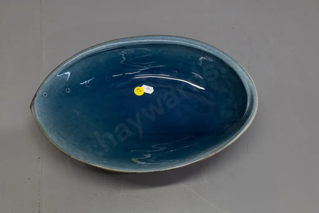 Royce McGlashen Nelson studio pottery paua shell shaped bowl  H-64 L-280 W-190 Image 1++