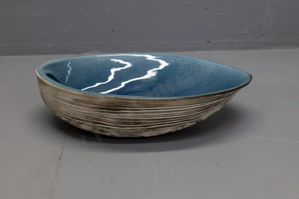 Royce McGlashen Nelson studio pottery paua shell shaped bowl  H-64 L-280 W-190 Image 1++