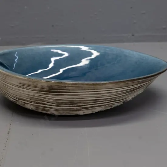 Royce McGlashen Nelson studio pottery paua shell shaped bowl  H-64 L-280 W-190