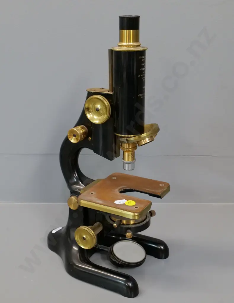 Chapman & Alldridge London microscope w/single Wetzlar objective, engraved 'Otago University Anatomy' H-370 Image 1++