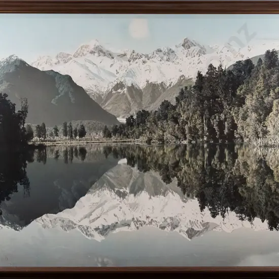 framed hand coloured photographic print - Lake Mathieson H-750 W-1010