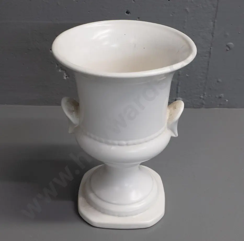 unmarked (Crown Lynn?) white urn vase H-240 W-160 Image 1++
