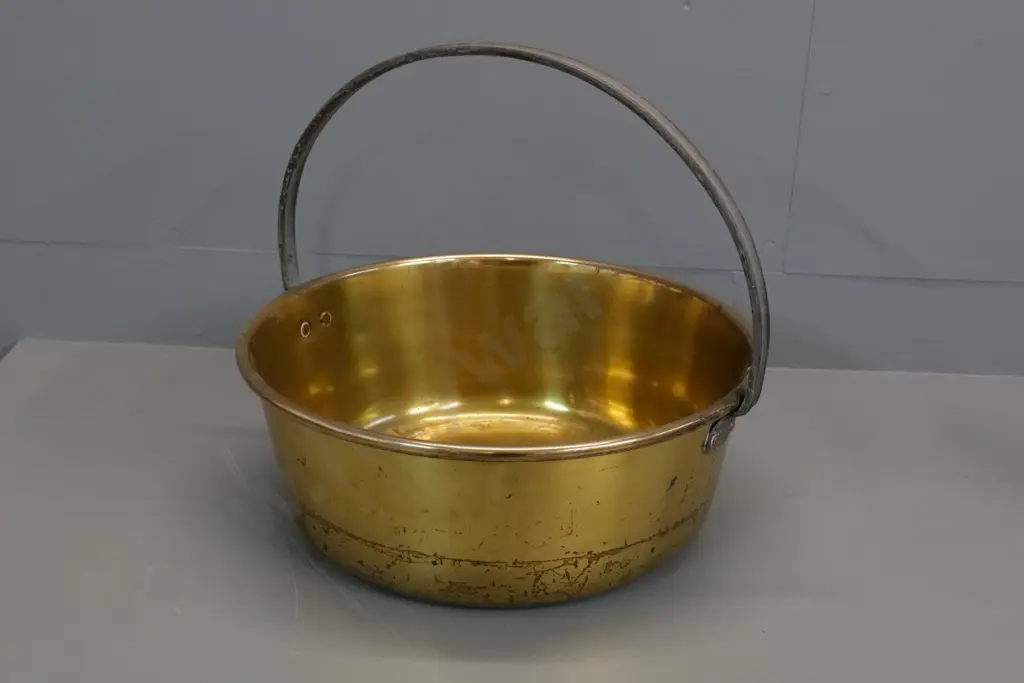 large brass jam pan with iron handle - H-380 diameter 415 Image 1++