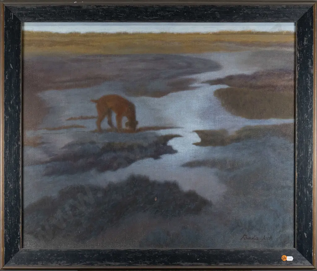 Pamela Jack -framed acrylic "Solitude" age damage H-580 W-700 Image 1++