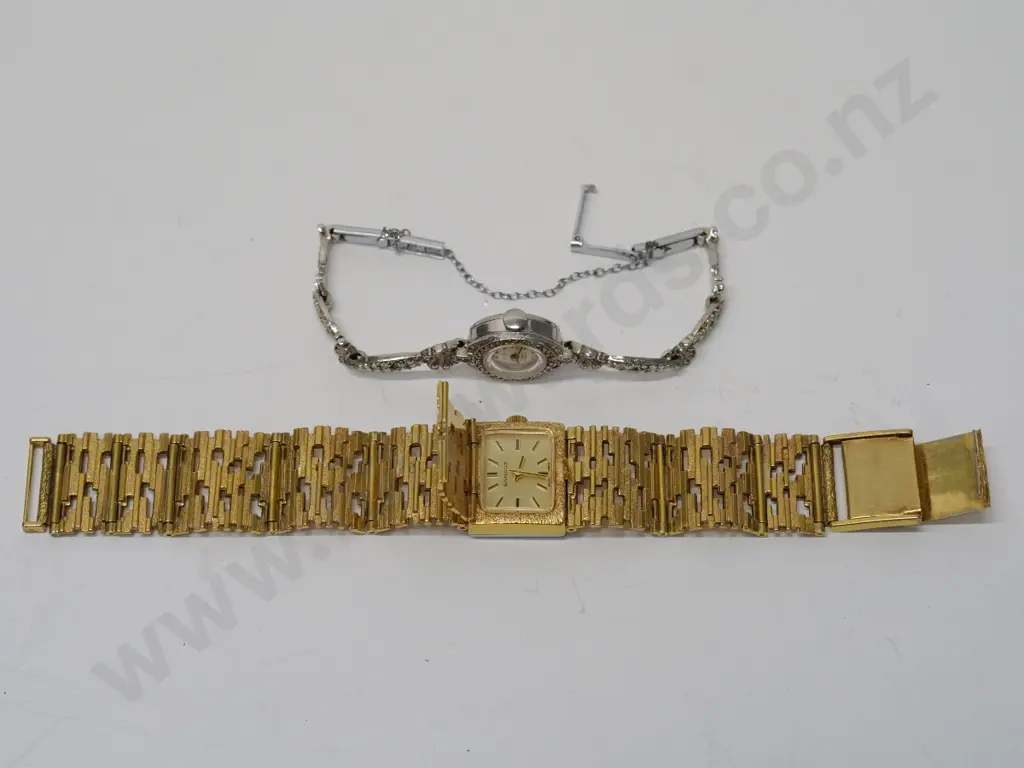 gold plated 'Sandoz' ladies watch & silver marcasite ladies watch Image 1++