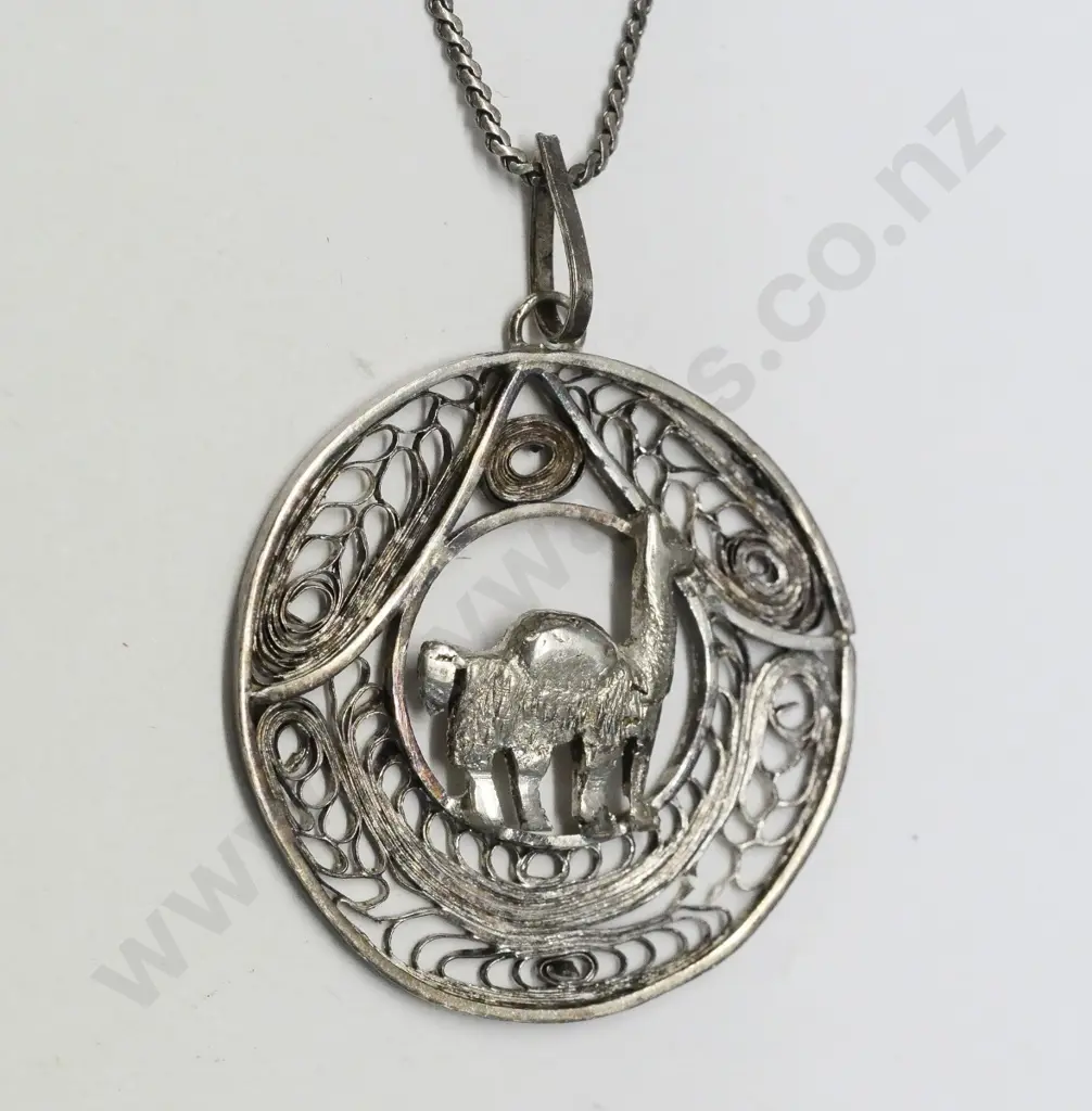 silver necklace stamped 900 & chain stamped 925 Image 1++