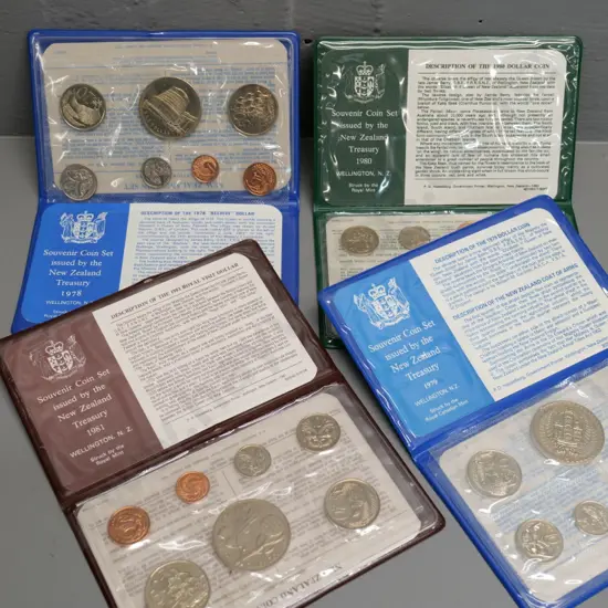 4 New Zealand collector's coin sets - 1978, 79, 80 & 81