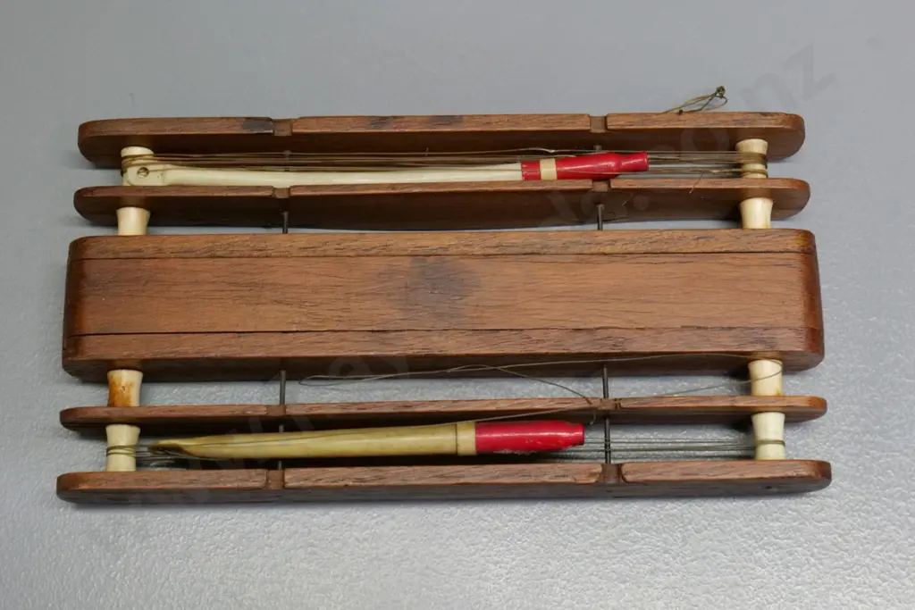 wood and bone shot and float holder, circa 1930s - engraved 'Shot and Caps' L-180 W-100 Image 1++