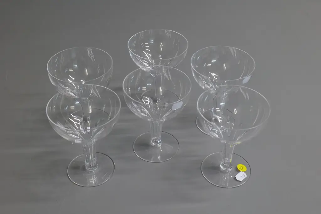 set of 6 crystal fluted hollow-stem champagne glasses H-115 D-90 Image 1++