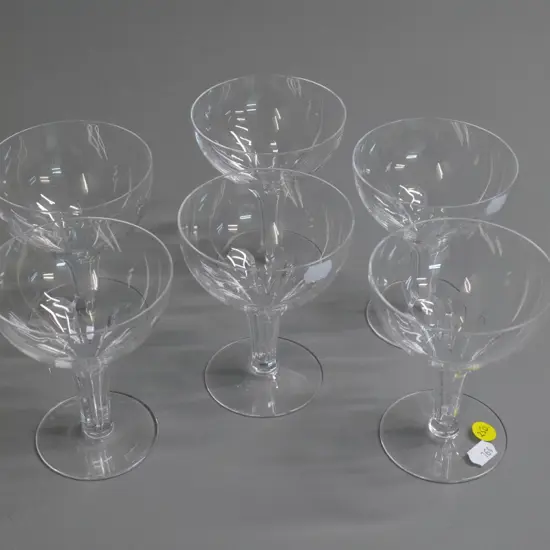 set of 6 crystal fluted hollow-stem champagne glasses H-115 D-90