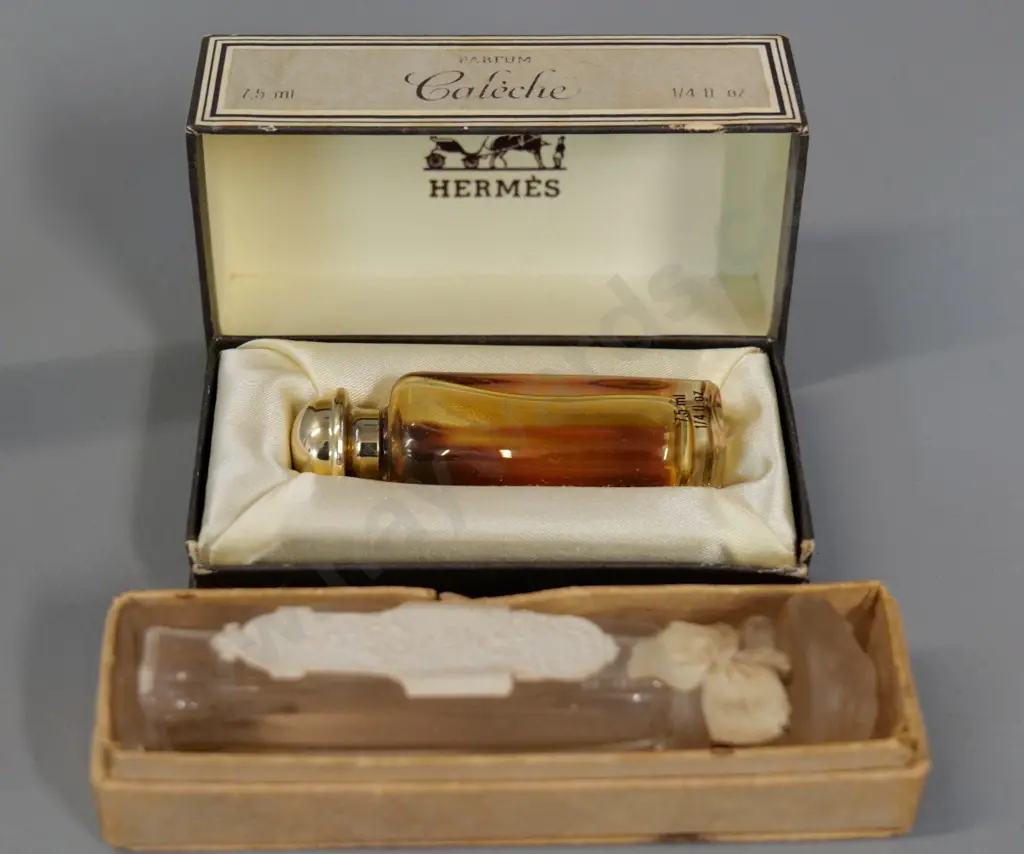 assorted vintage perfume bottles - including one small glass bottle w/ sterling cap Image 1++