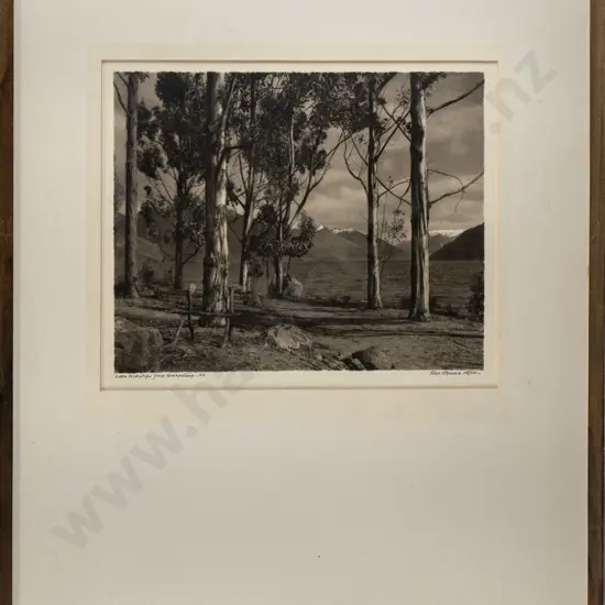 framed George Chance black and white photograph "Lake Wakatipu from Queenstown" H-200 W-250