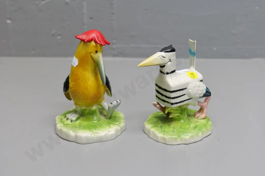 2 Goebels Gunter Scherrer retro bird figurines 'Pierre Carre' and 'Jukebox Johnny' Image 1++