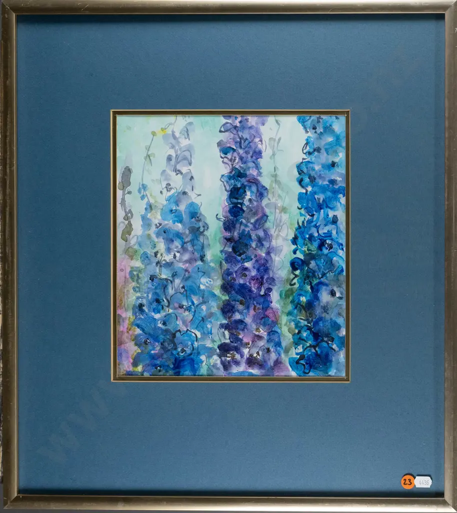 Rosemary - framed watercolour "Delphiniums" H-260 W-230 Image 1++