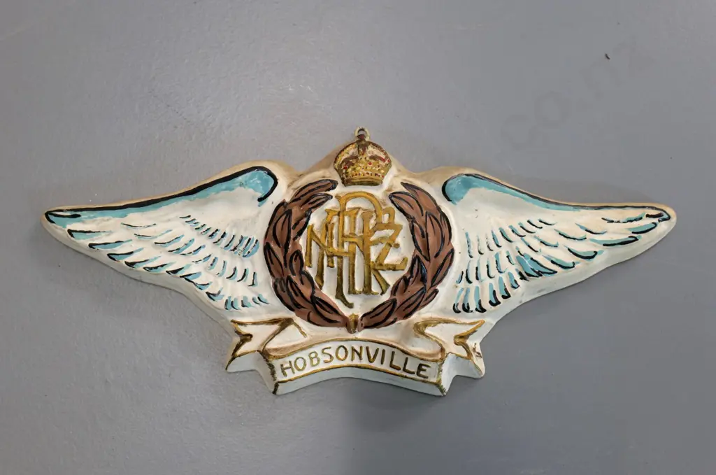 painted cast plaster wall plaque - RNZAF Hobsonville, see info on back H-130 W-330 Image 1++